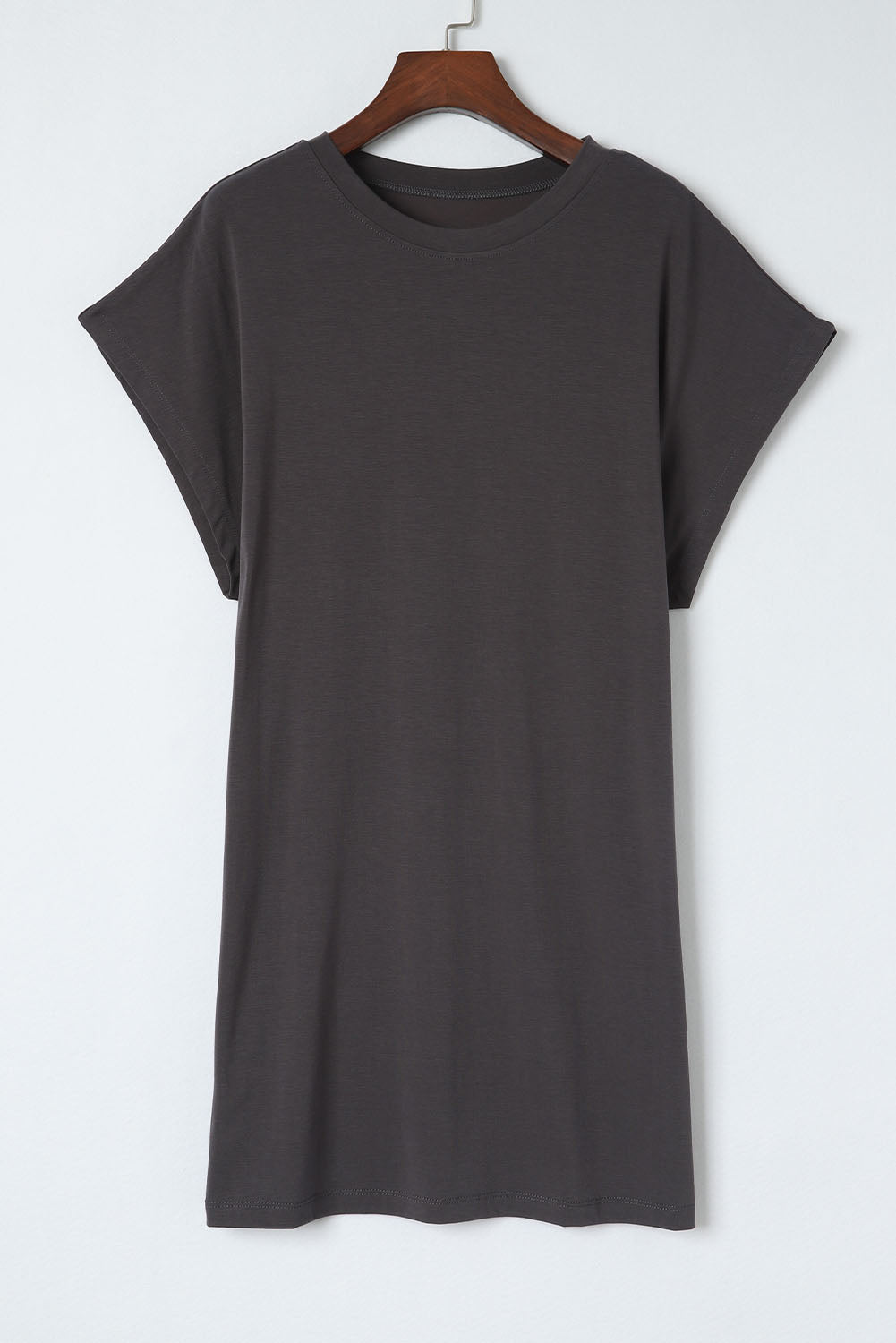 Gray Bat Sleeve T-shirt Dress with Slits