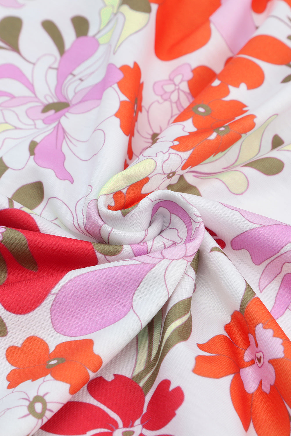 White V Neck 3/4 Sleeve Floral Dress