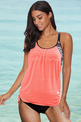 Pink Printed Lined Tankini Swimsuit