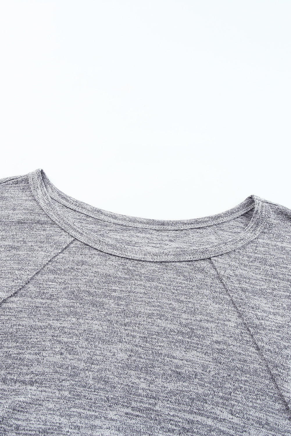 Gray Loose Slouchy Knitted Raglan Sleeves T-shirt