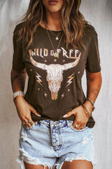 Brown WILD FREE Animal Graphic Tee