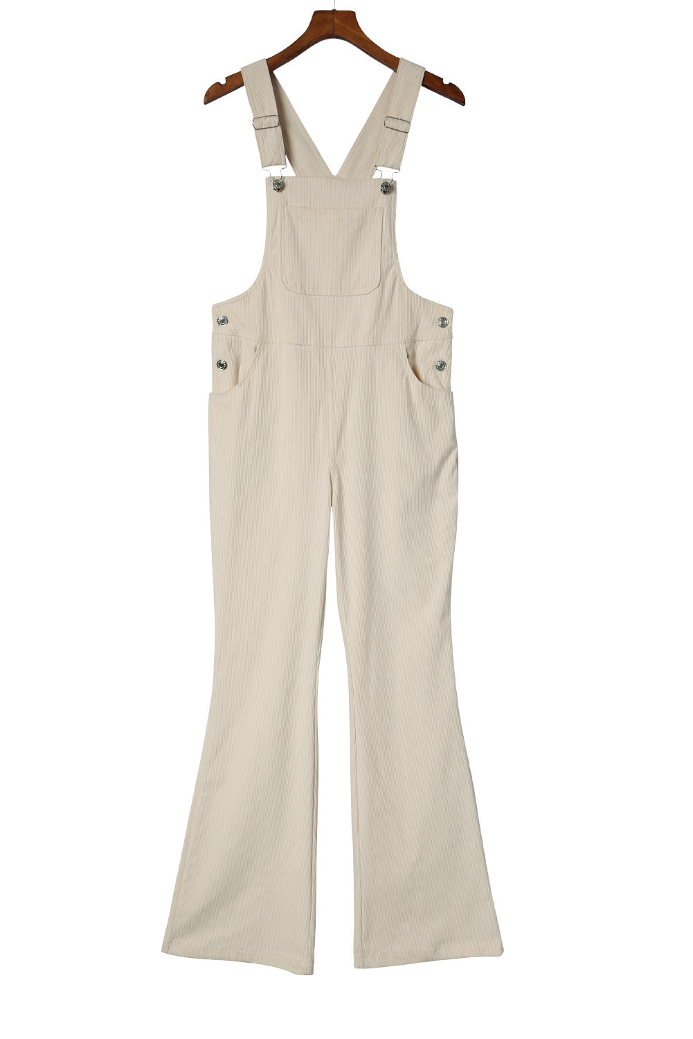 Beige Corduroy Bib Suspender Wide Leg Overall