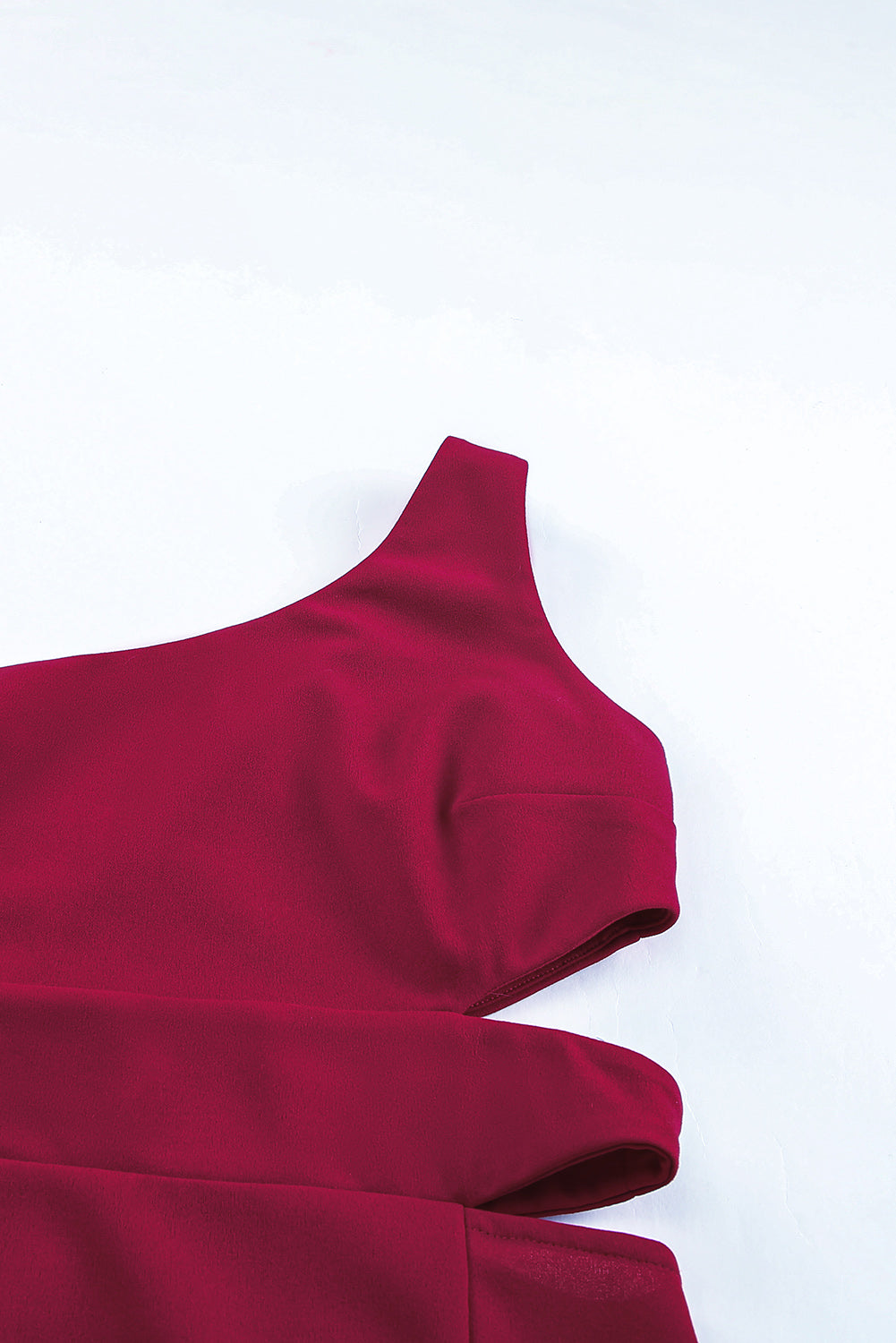 Red Asymmetric Cutout One Shoulder Bodycon Dress with Slit