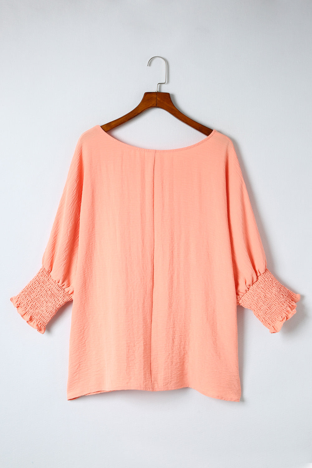 Pink Plus Size Shirred Cuffs Shift Loose Top