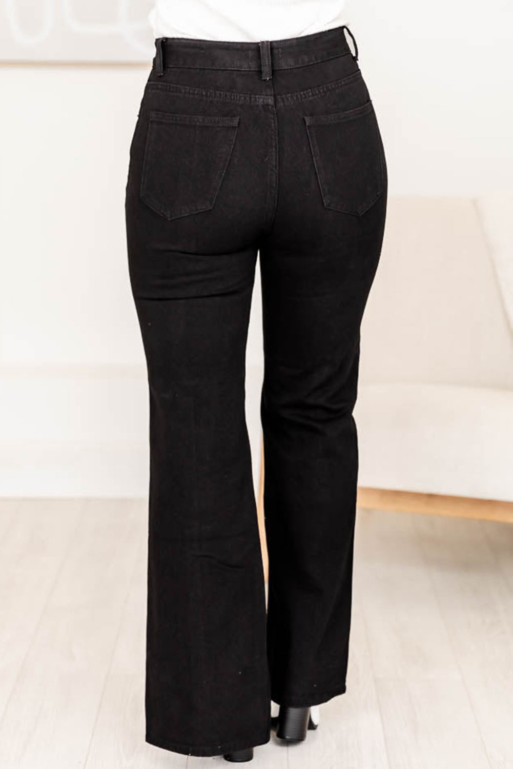 Black Plus Size Split Hem High Waist Jeans