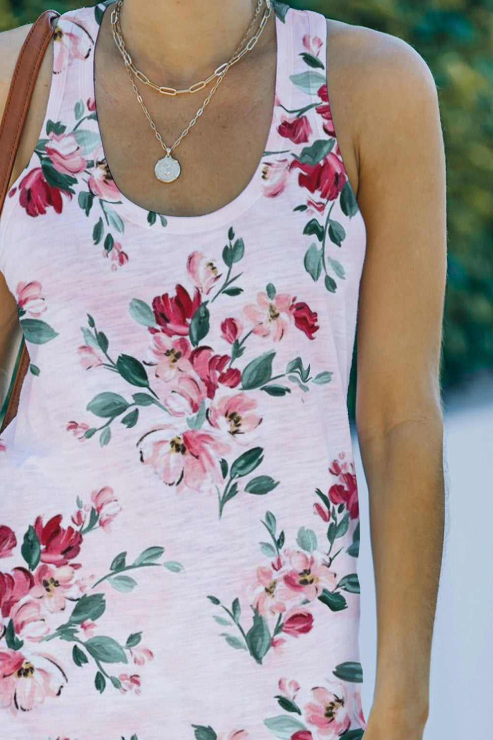 Casual Floral Print Racerback Tank