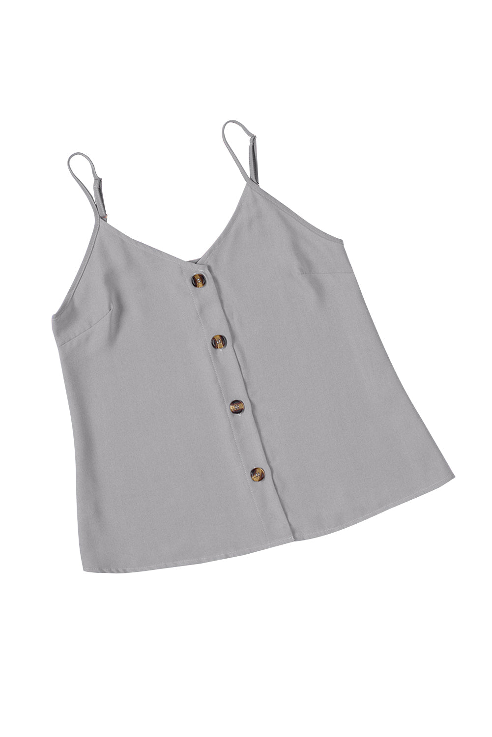 Gray Spaghetti Strap Buttoned Tank Top