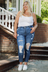 Blue Plus Size Distressed Ripped Skinny Jeans