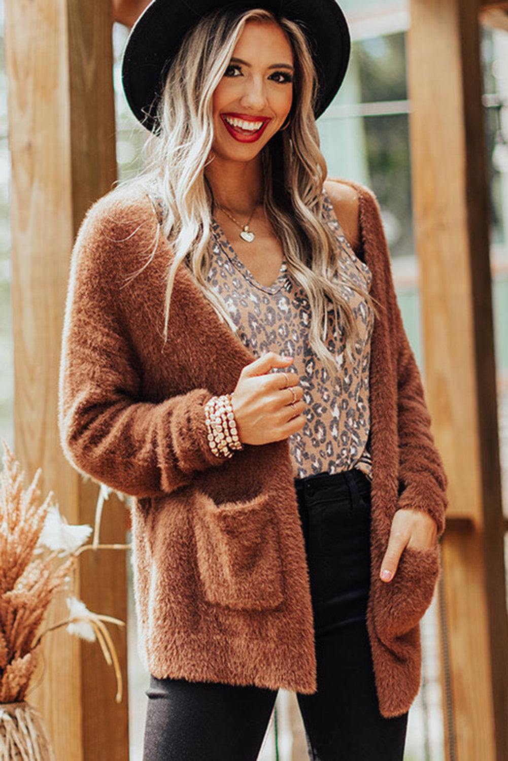 White Leopard  V Neck Tank Top