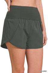 High Waisted Zippered Back Pocket Running Shorts