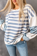 Stripe Drop Shoulder Striped Pullover Sweatshirt