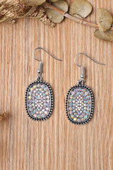 Multicolor Full Diamond Antique Silver Hook Earrings