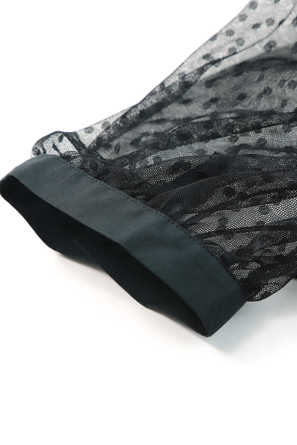 Black Polka Dot Button Up Short Sleeve Sheer Kimono