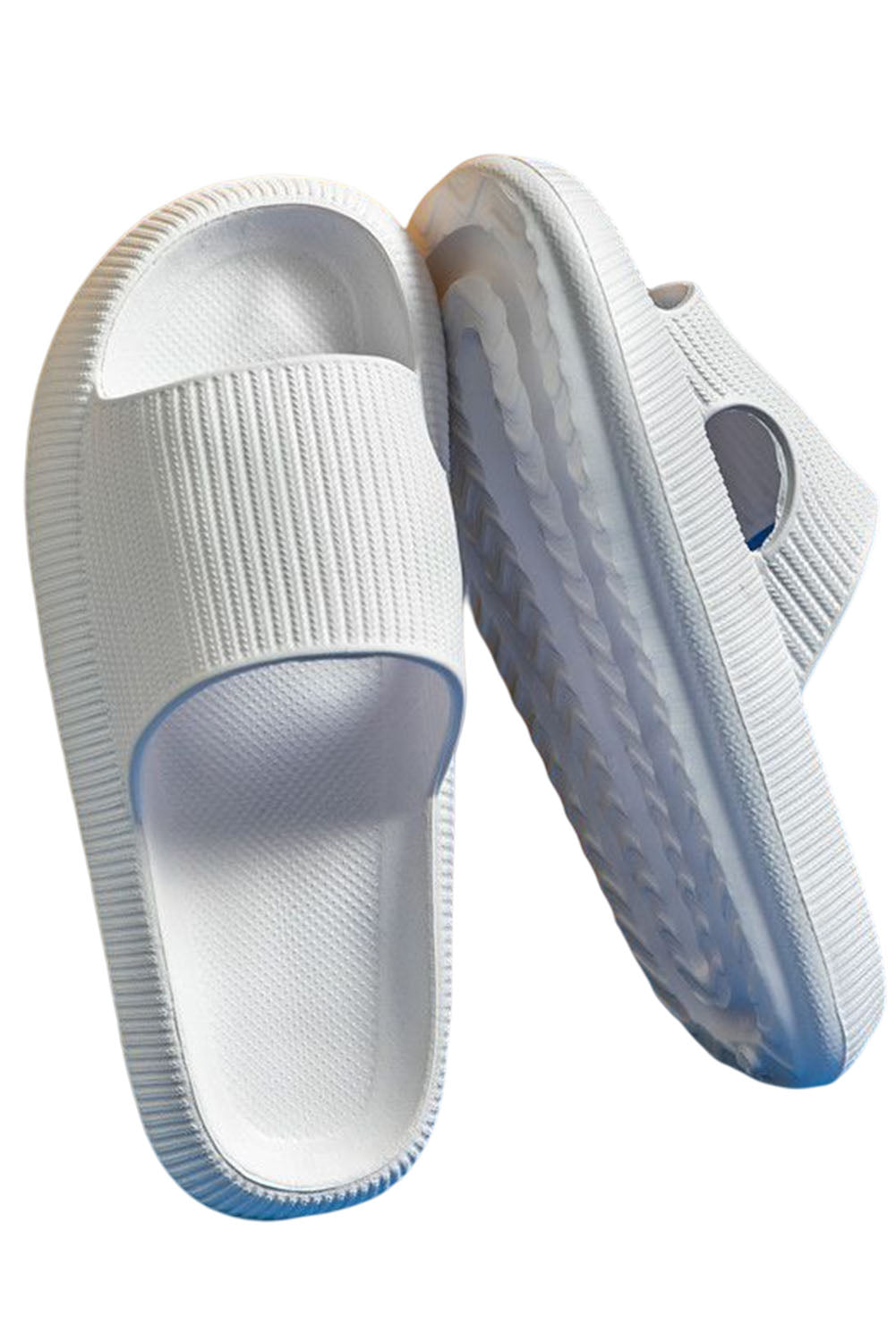 Black Hollow-out Thick Soled Slip On Slippers