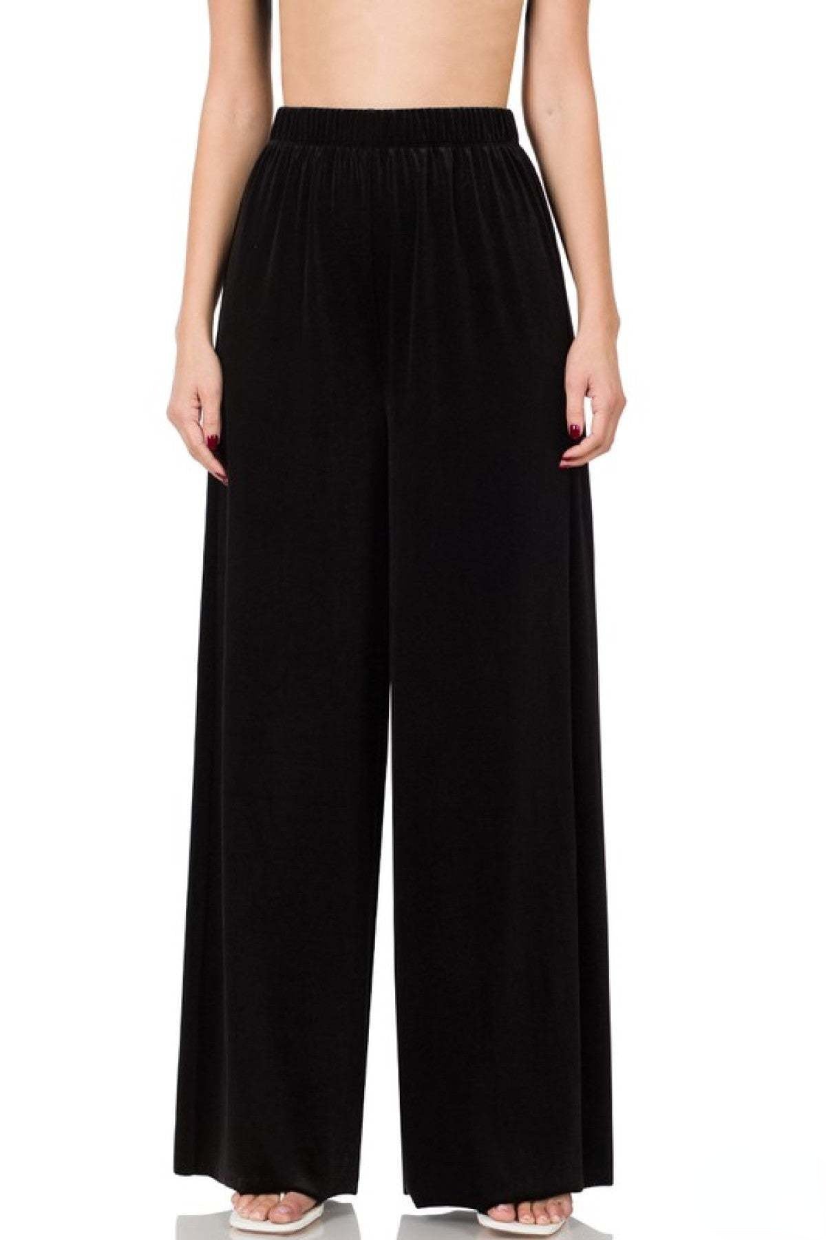 Solid Velvet Wide Leg Pants