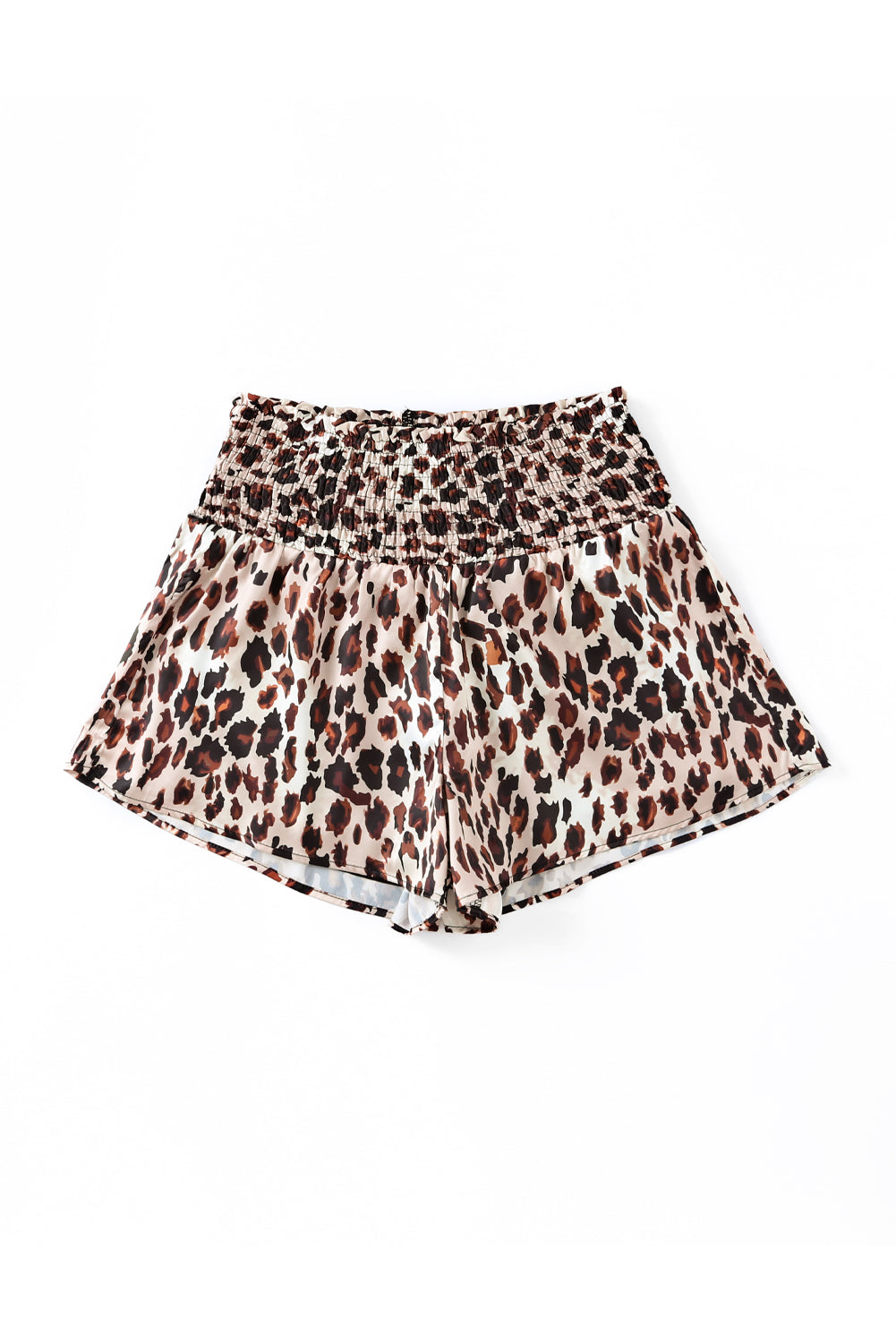 Leopard Print Smocked Waistband High Waist Casual Shorts