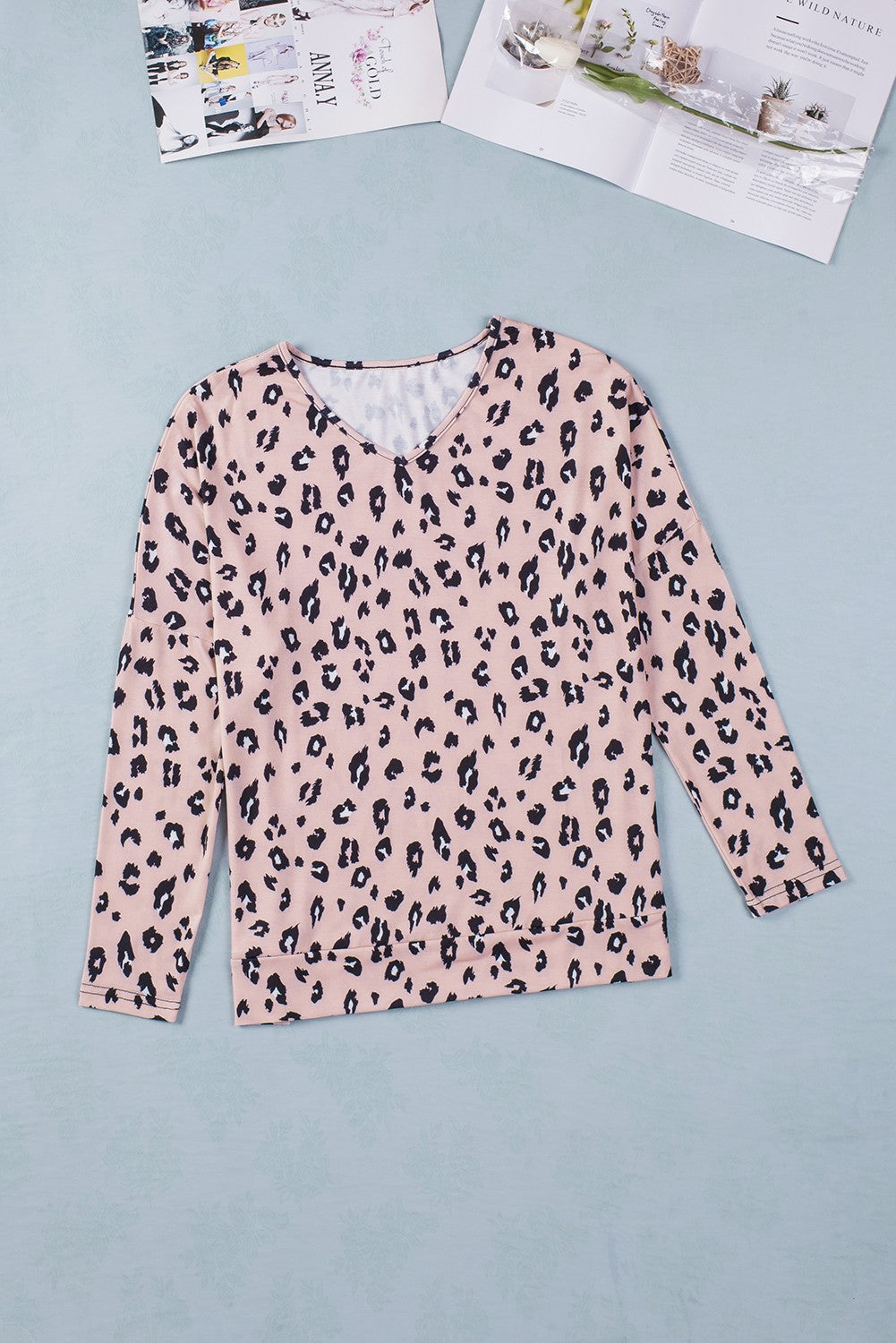 Pink Camel Leopard Terry Top