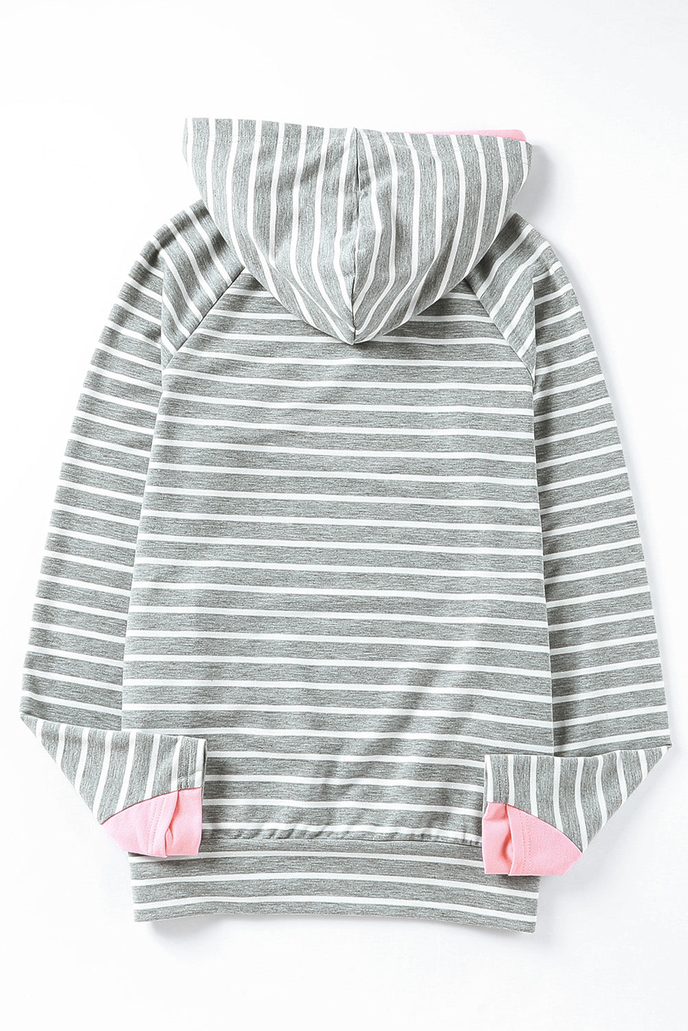 Striped Cowl Neck Hoodie with Pocket