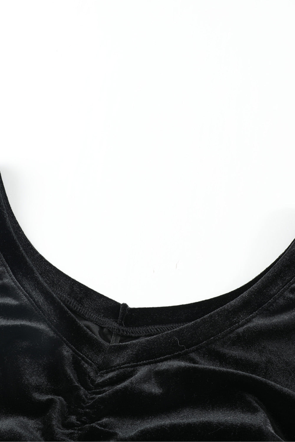 Black Long Sleeve Ruched Velvet Dress