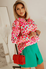 Red Abstract Print Long Sleeve Buttoned Shirt