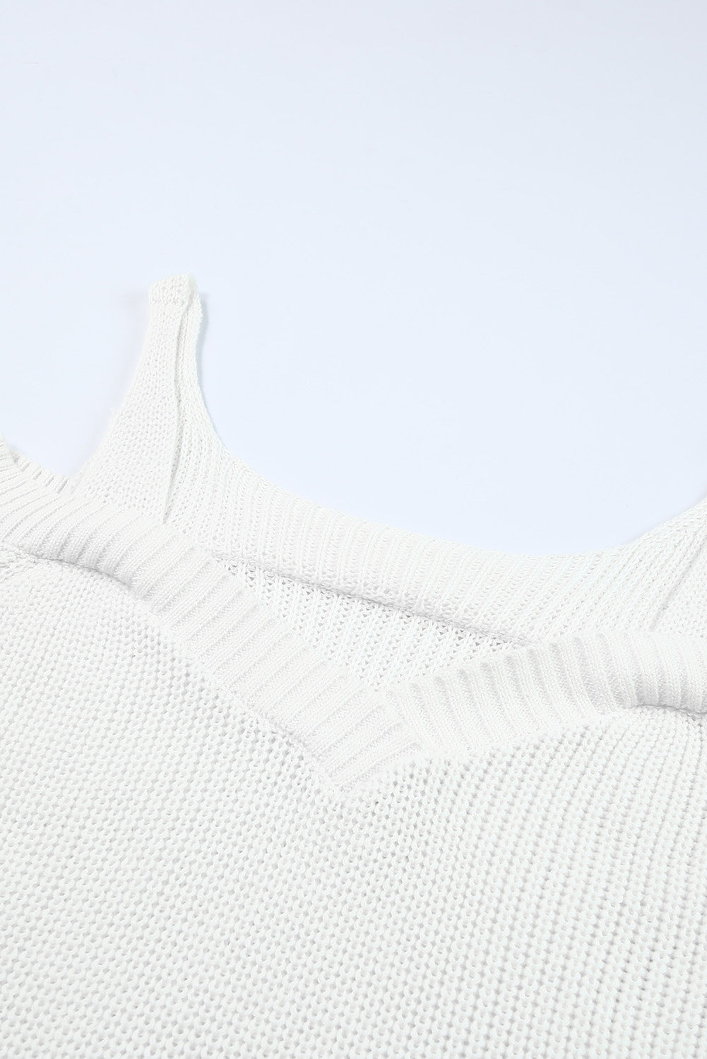 White Dew Shoulder Knitted Sweater