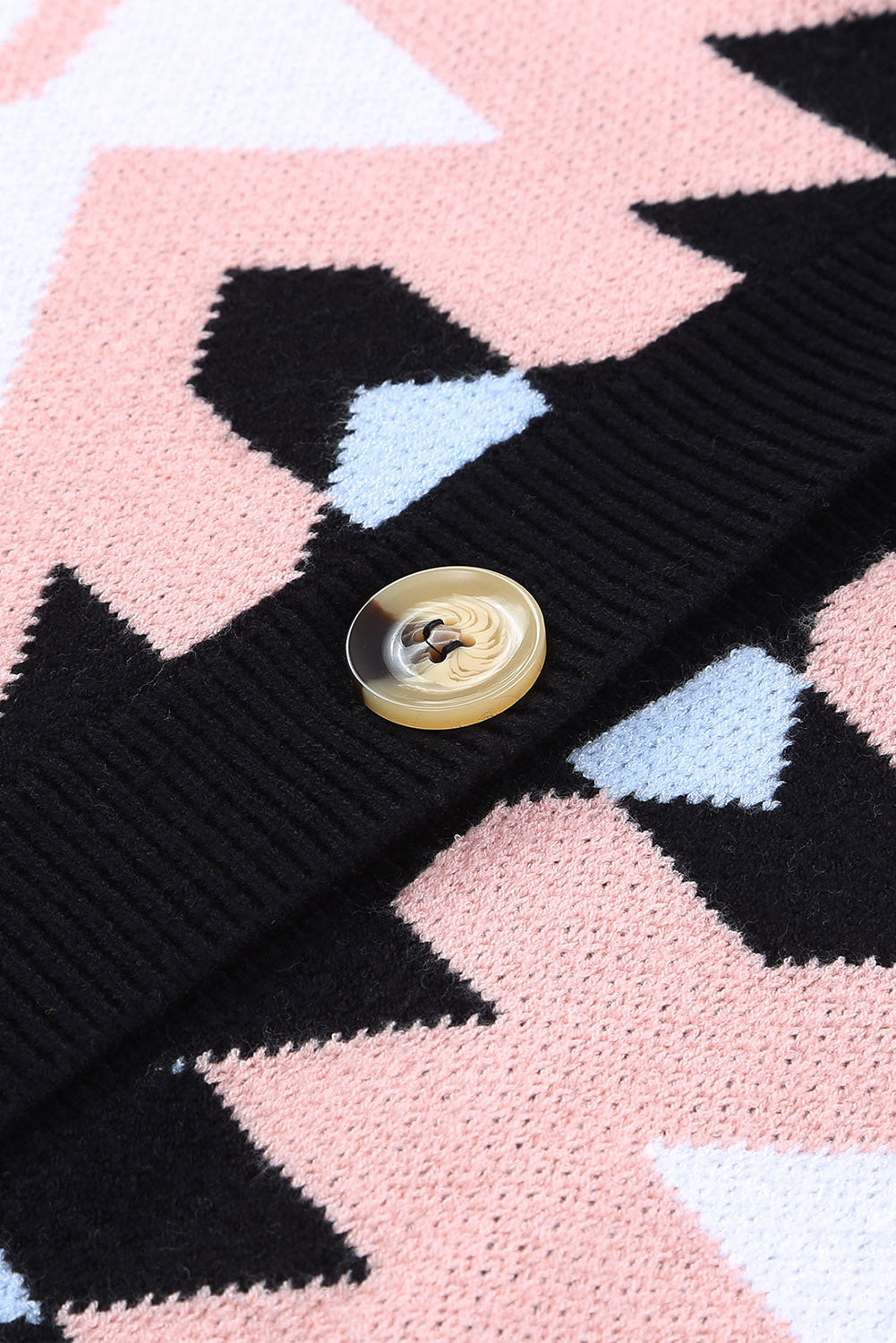 Pink Oversized Aztec Buttons Front Cardigan