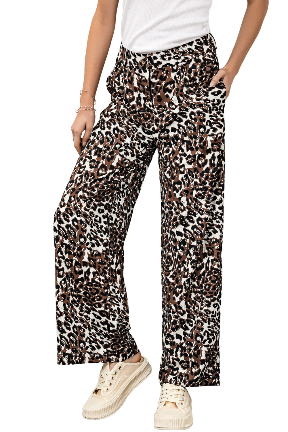 Leopard High Waist Wide Leg Pants