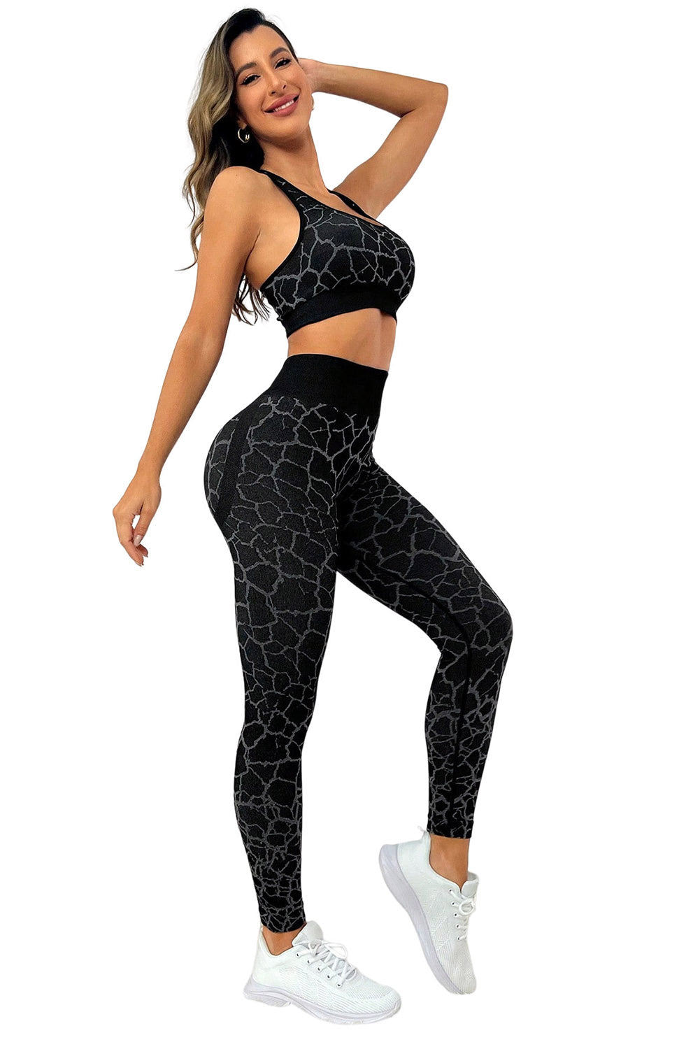 Black Animal Print Butt Lift High Waist Active Set