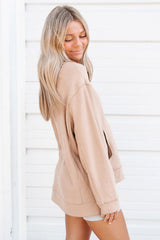 Solid Color Drop Shoulder Quarter Zip Sweatshirt