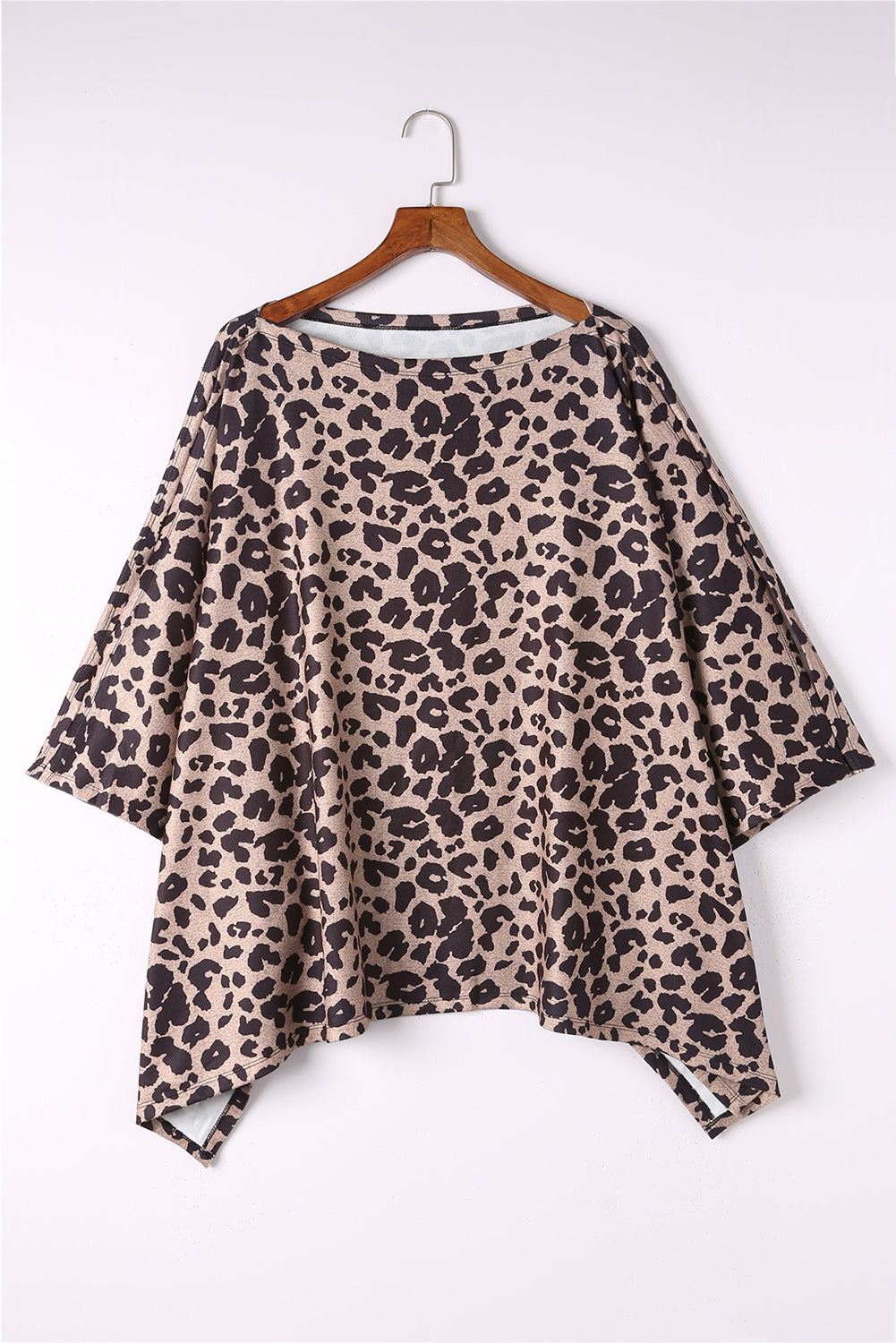 Leopard Print Loose Cape Tunic Top