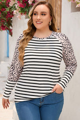 White Stripe Cheetah Raglan Top