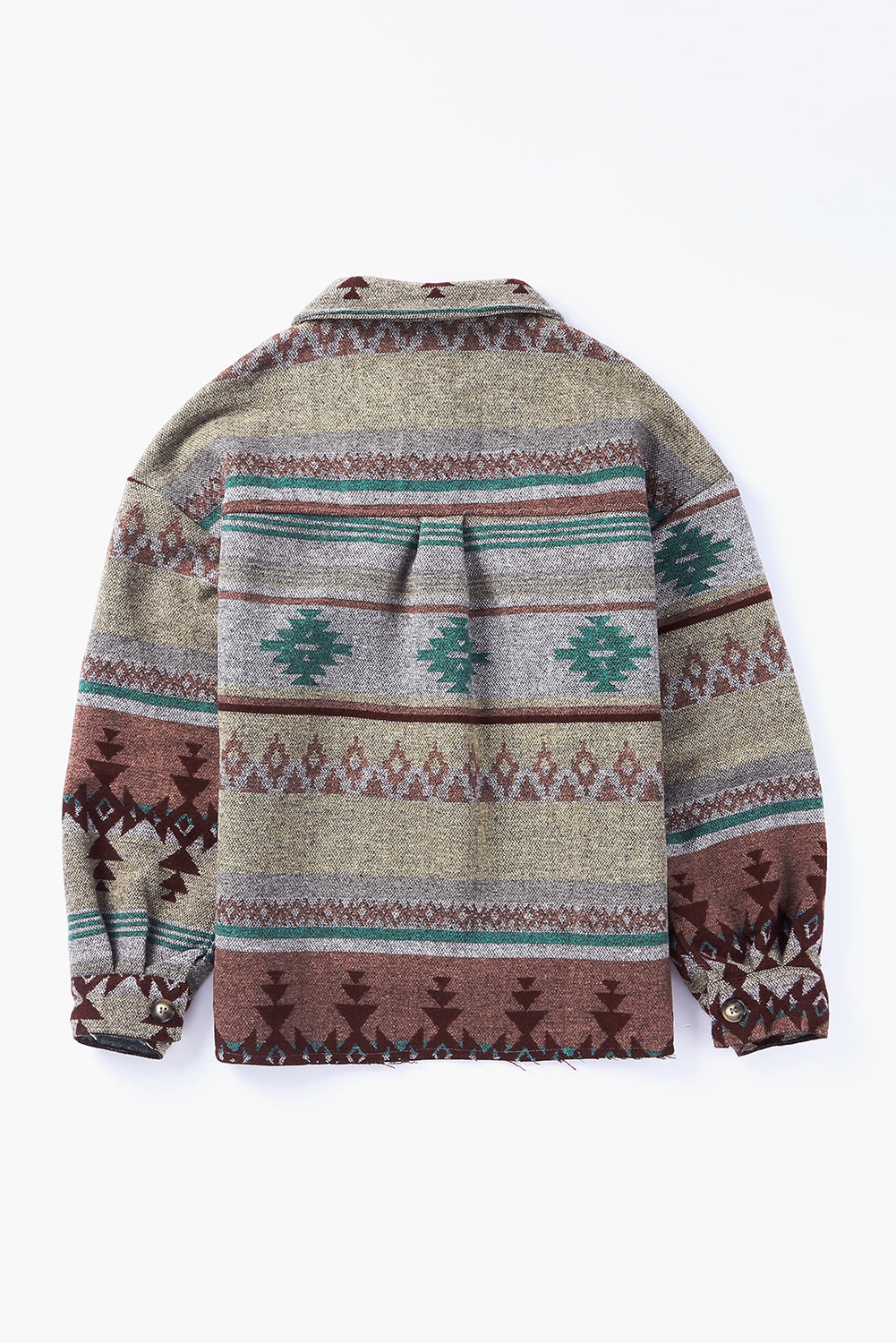 Vintage Aztec Print Lapel Pocket Button Up Jacket