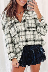 Black Oversized Plaid Pattern Flannel Shacket