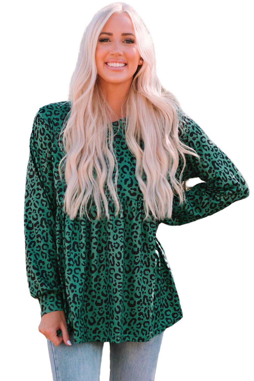 Leopard Long Sleeve Flowy Top