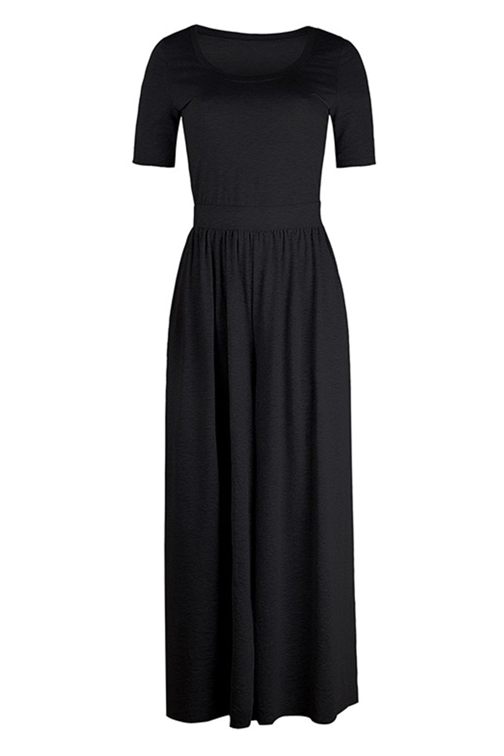 Gray Short Sleeve Bodice Flowy Wide Leg Jumpsuit