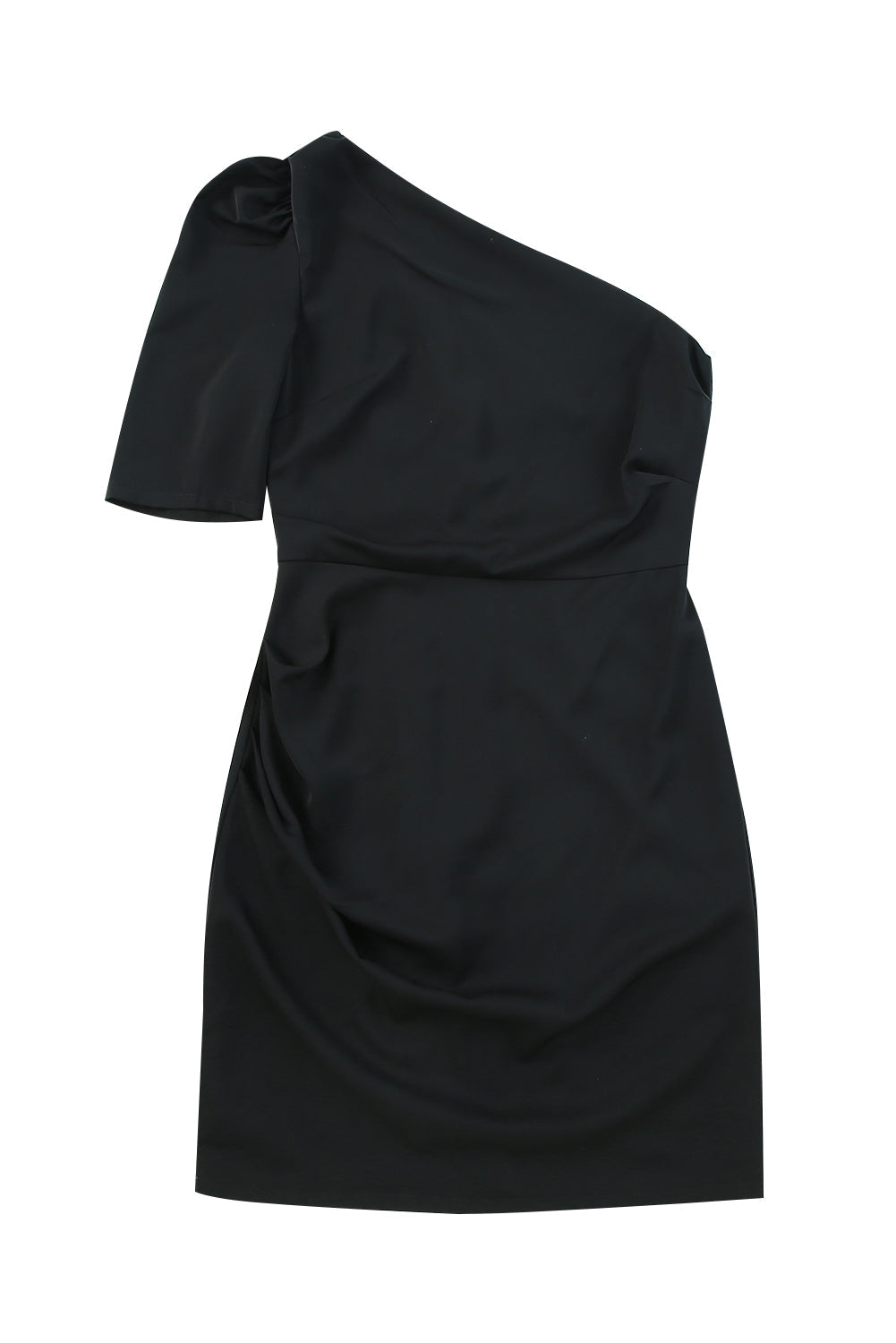 Black Single Short Sleeve Ruched Bodycon Dress