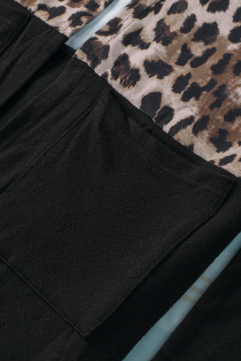 Black Leopard Print Patchwork Pocket Cardigan