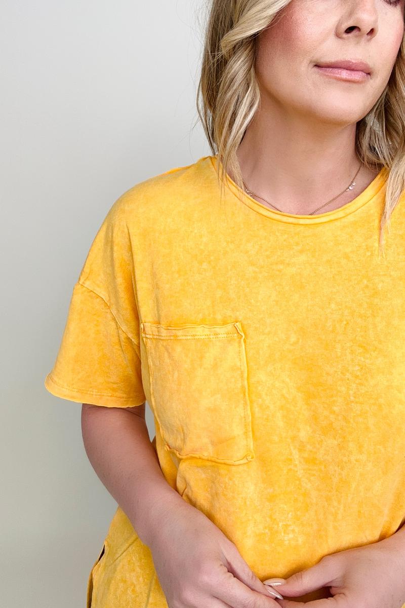 Washed Shirring Back Short Sleeve Top