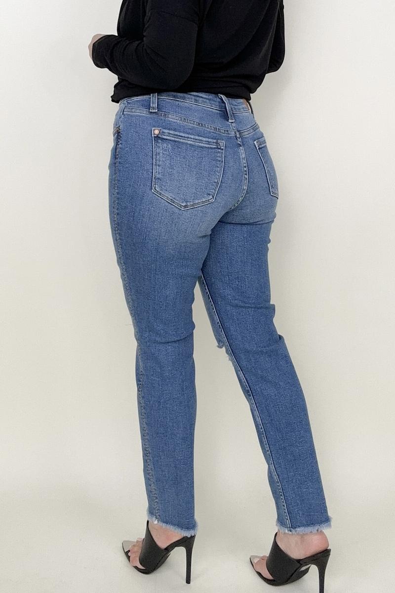 Embroidered Boyfriend Jeans with Side Seam Stitch