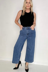 Risen High Rise Cropped Wide Leg Jeans