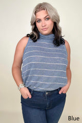 Hayden Loose Knit Striped Cowl Neck Tank