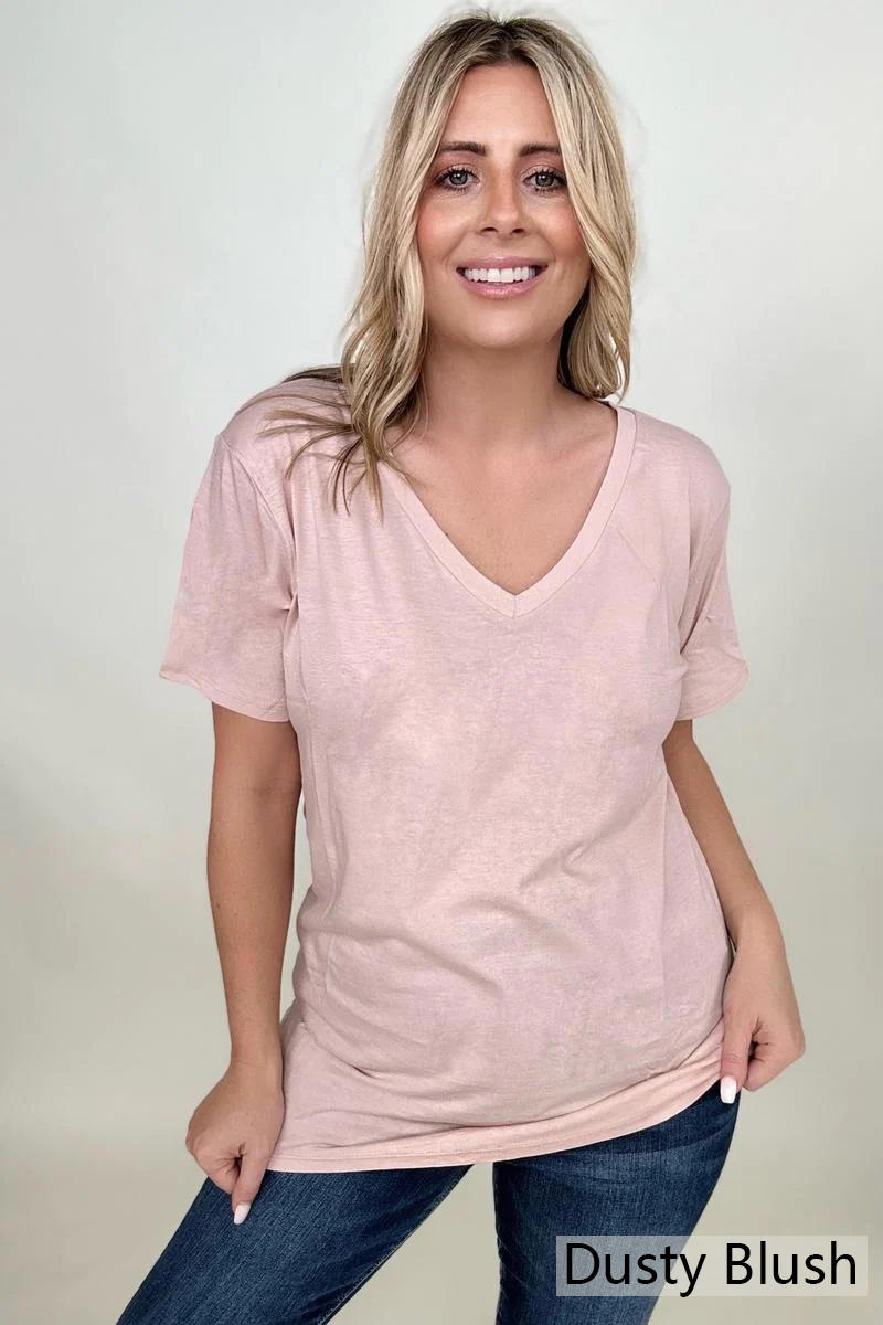 Cotton Short Sleeve V-Neck Tee